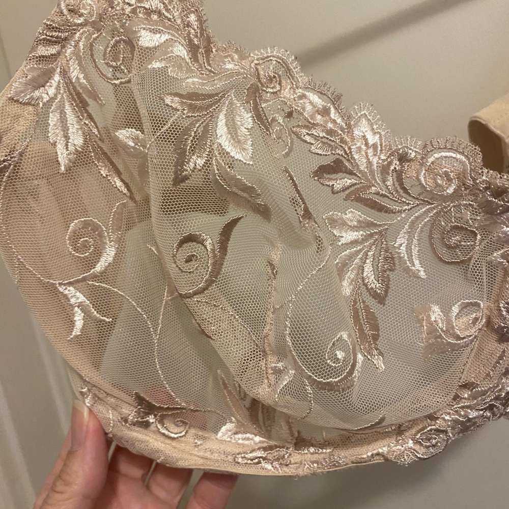 Soma Sensual Lace Underwire Unlined Sheer Beige Bra 34G - Picture 4 of 4